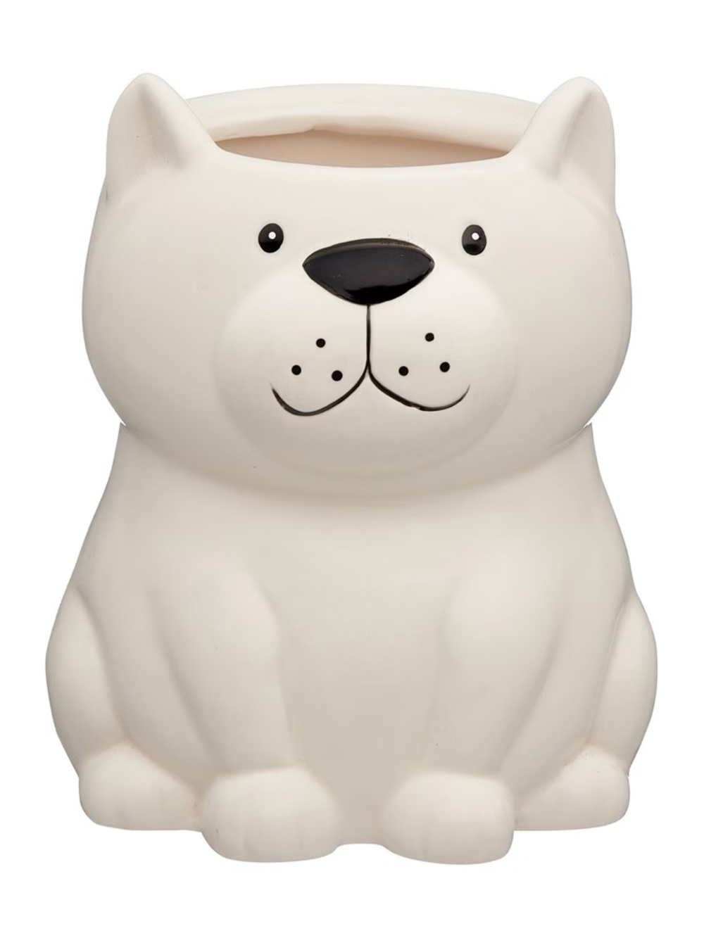 Cream Ceramic Dog Planter